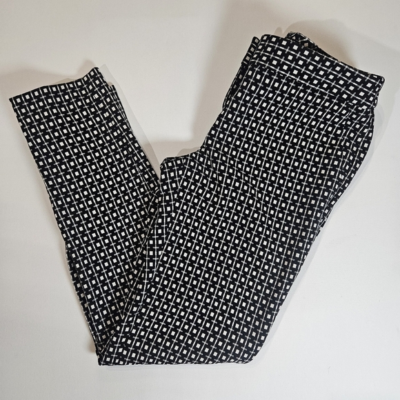 Express Womens Dress Pants Size 0R Black White Geometric Columnist‎ Straight Leg - Picture 1 of 10